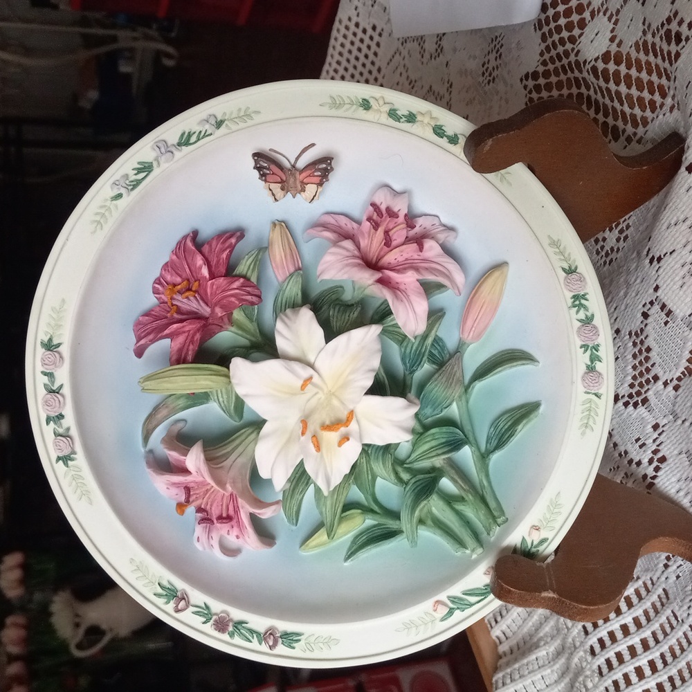 Decorative Plate by Lena Liu " The Lily Garden"
